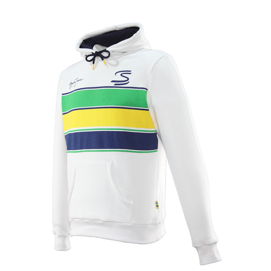 SENNA STRIPE PULLOVER HOODIE MENS WHITE