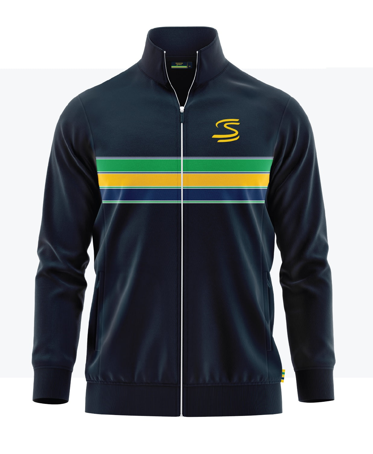 SENNA RETRO TRICOT STRIPE JACKET MENS NAVY