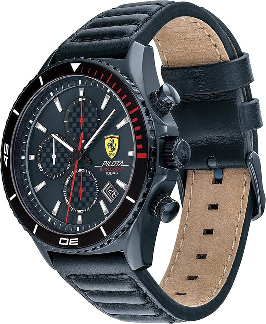 Scuderia Ferrari Pilota Dial Watch 44mm / Quartz / 5ATM / Leather Blu