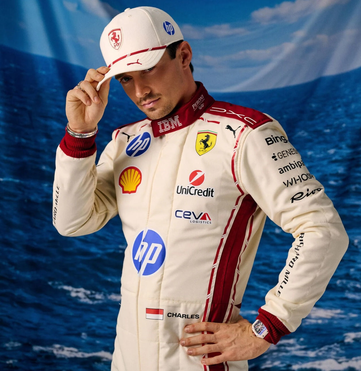 SCUDERIA FERRARI RP SE MONACO LECLERC CAP Frost Ivory