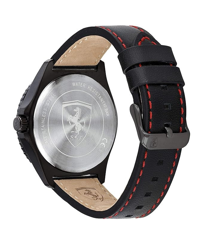 Scuderia Ferrari Pilota Evo Analog Black Dial Watch 45mm / Quartz / 10ATM / Leather Black