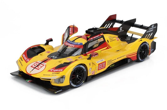 499P Turbo V6 Team Ferrari Yellow AF Corse N°83 24H LE MANS 2024 Scale 1:18